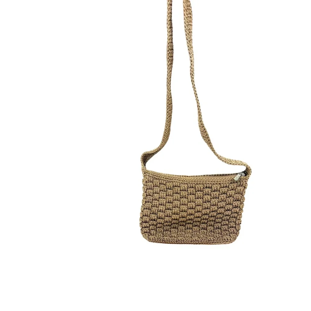 Y2K Vintage The Sak Hand-Crochet Basketweave Shoulder Bag - Taupe/Beige Pristine